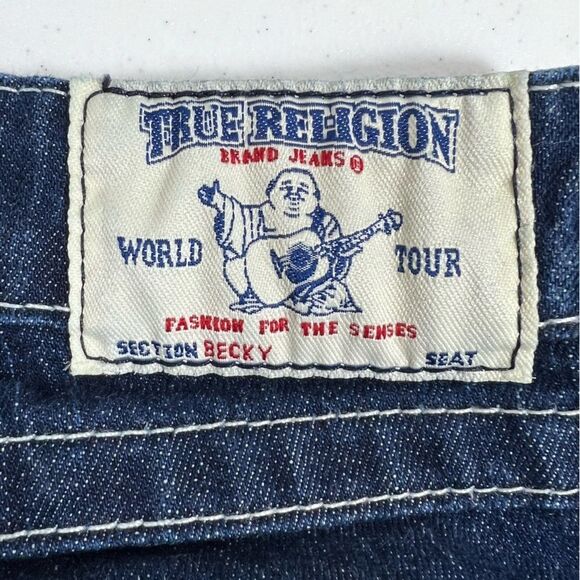 True Religion Becky Rhinestone Flap Pocket Jeans Style# WS2564C47 - Picture 7 of 16